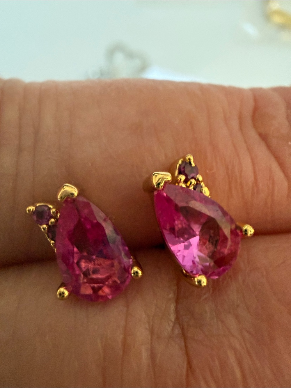 kate spade Hot Pink Teardrop Crystal Stud Earrings in Gold-Tone
